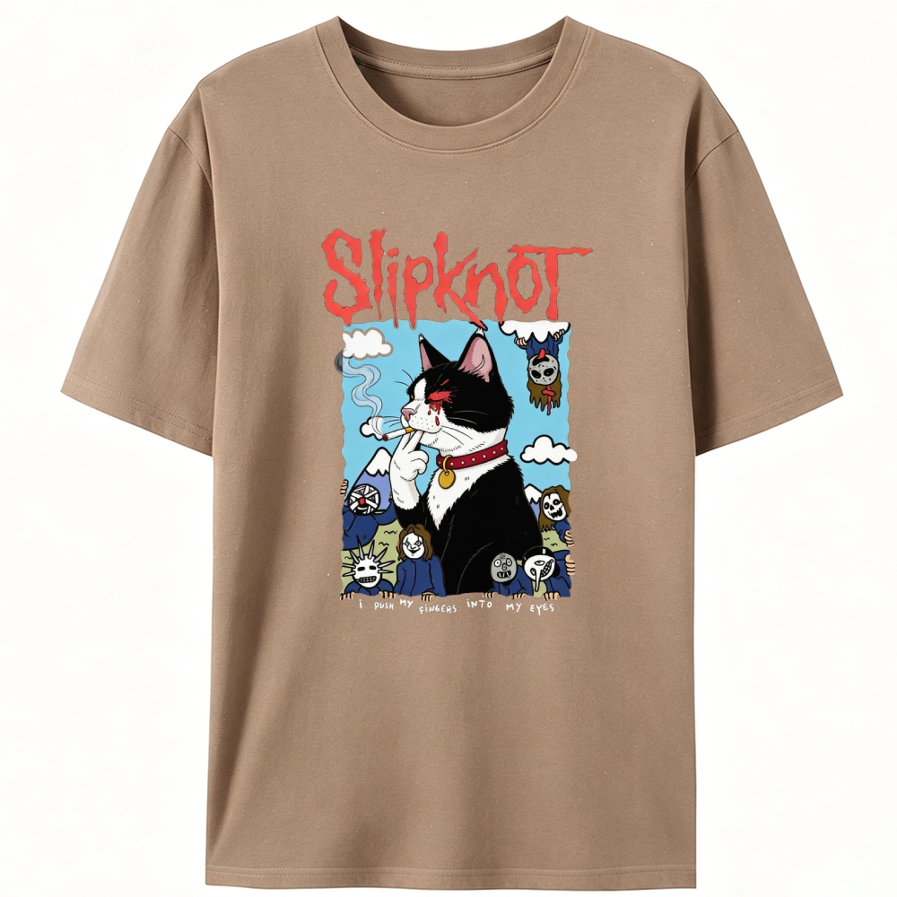 Slipknot Cat Smoking Parody Retro Designed for Women - Slim Fit Cotton Tee
