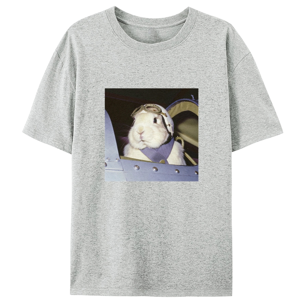 Pilot Rabbit With White Helmet Meme Retro Designed for Women - Slim Fit Cotton Tee