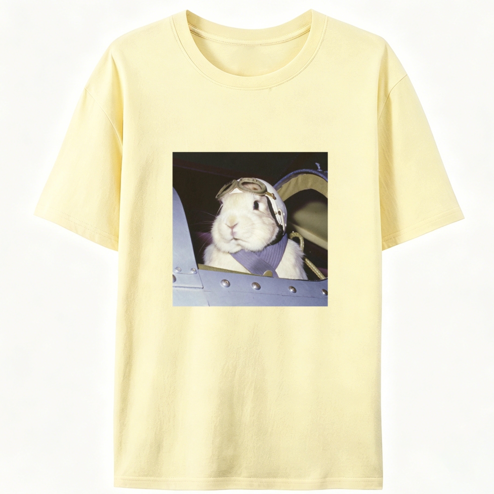Pilot Rabbit With White Helmet Meme Retro Designed for Women - Slim Fit Cotton Tee
