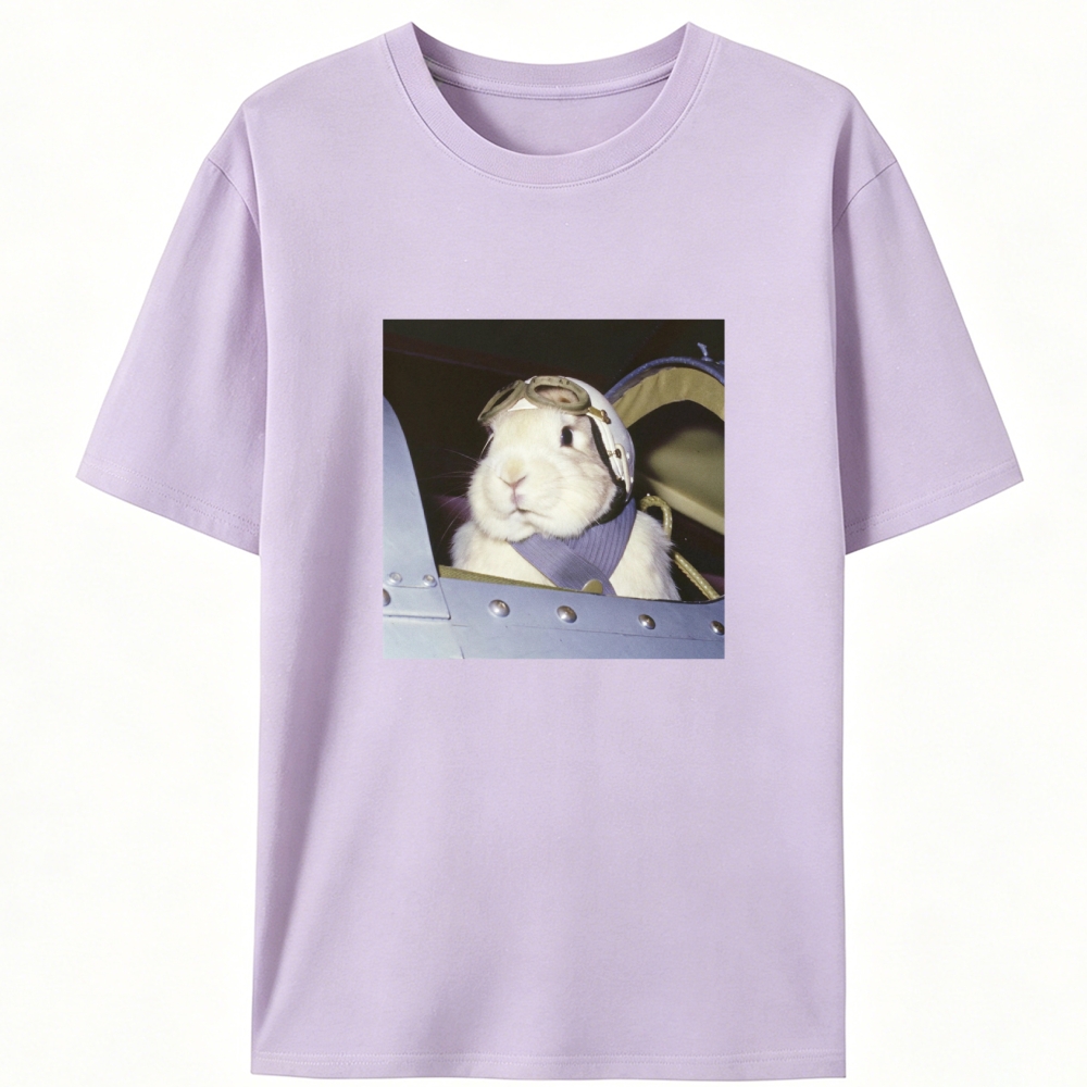 Pilot Rabbit With White Helmet Meme Retro Designed for Women - Slim Fit Cotton Tee