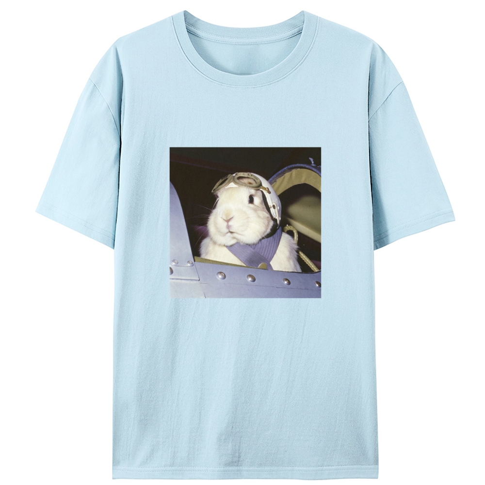 Pilot Rabbit With White Helmet Meme Retro Designed for Women - Slim Fit Cotton Tee