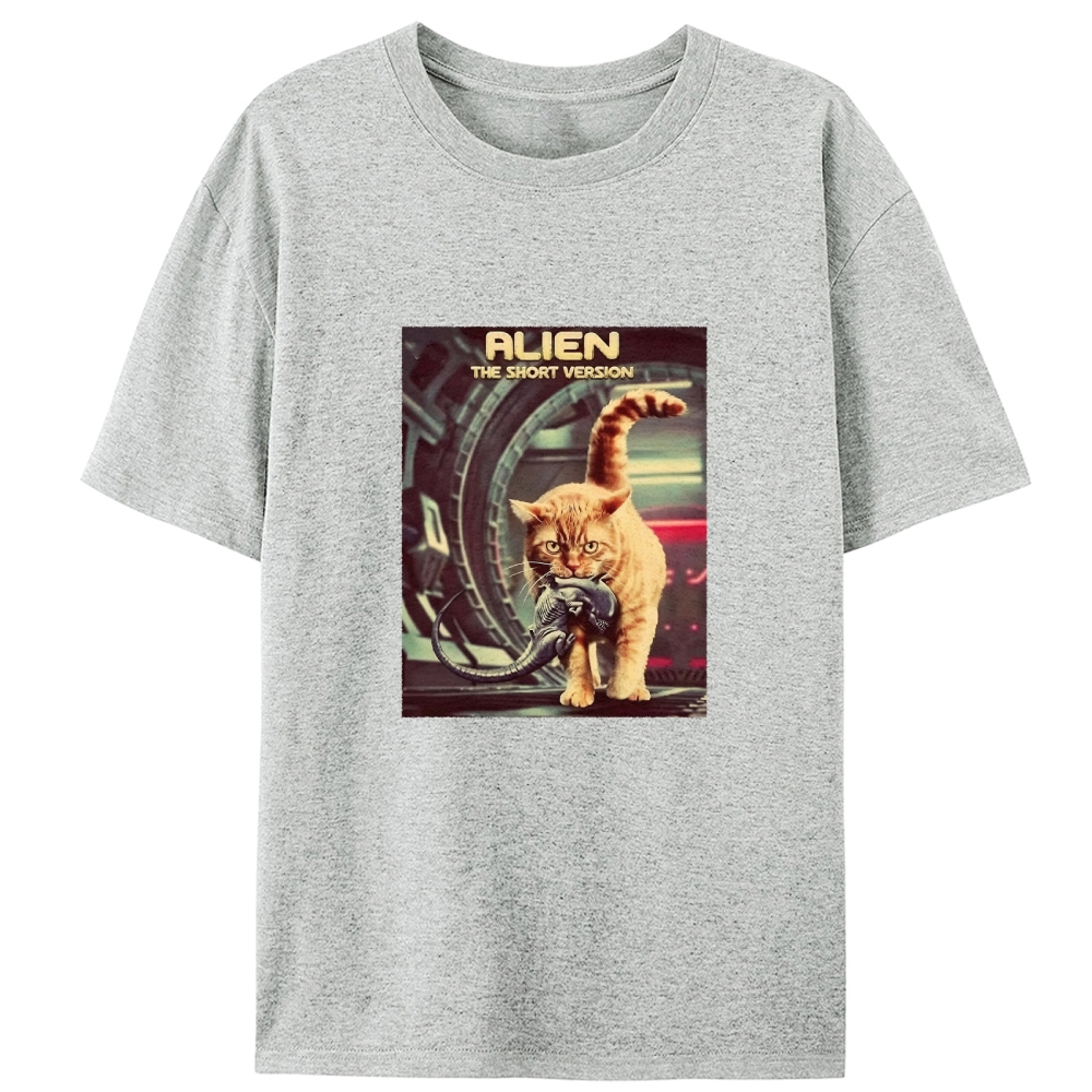 Orange Cat vs. Alien Retro Designed for Women - Slim Fit Cotton Tee