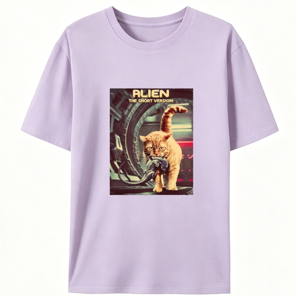 Orange Cat vs. Alien Retro Designed for Women - Slim Fit Cotton Tee