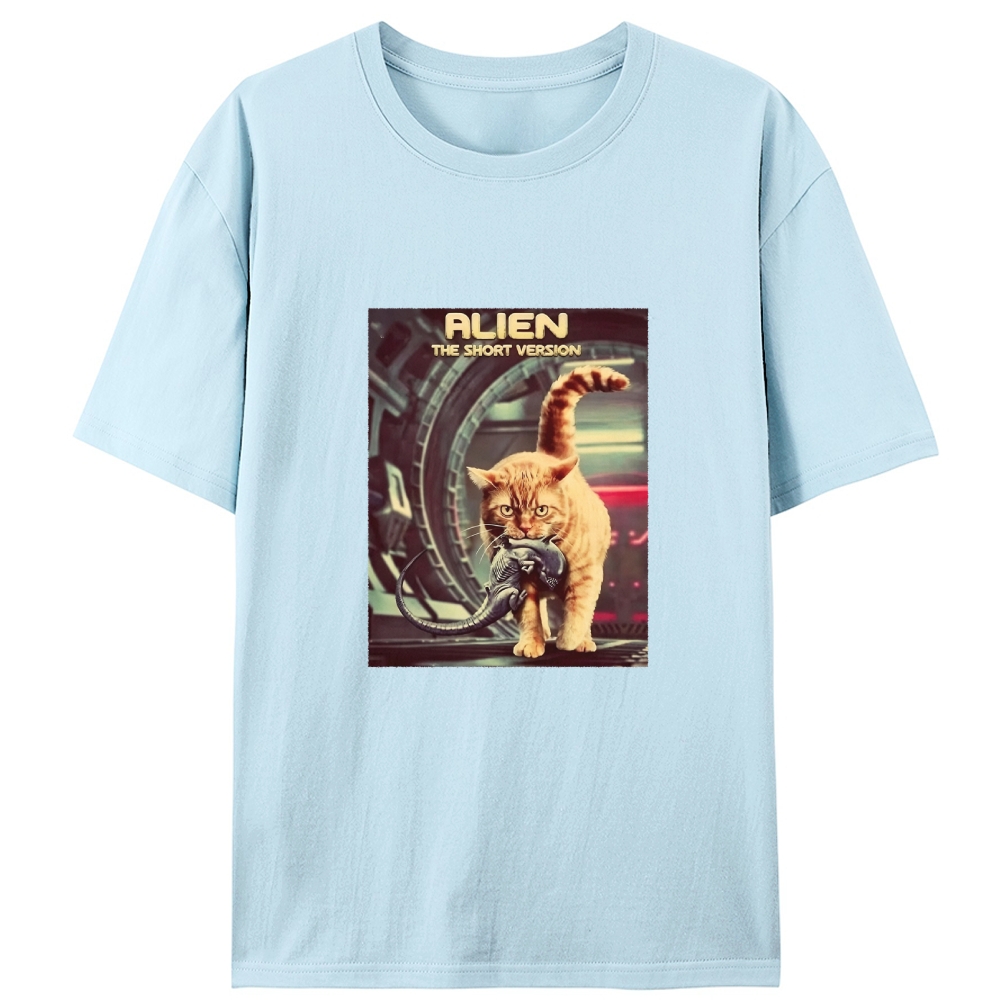 Orange Cat vs. Alien Retro Designed for Women - Slim Fit Cotton Tee