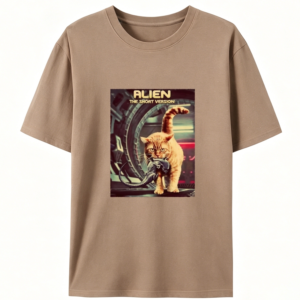 Orange Cat vs. Alien Retro Designed for Women - Slim Fit Cotton Tee