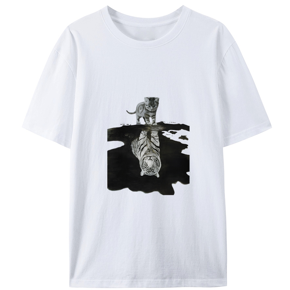 Tiger Shadow Kitten Retro Designed for Women - Slim Fit Cotton Tee