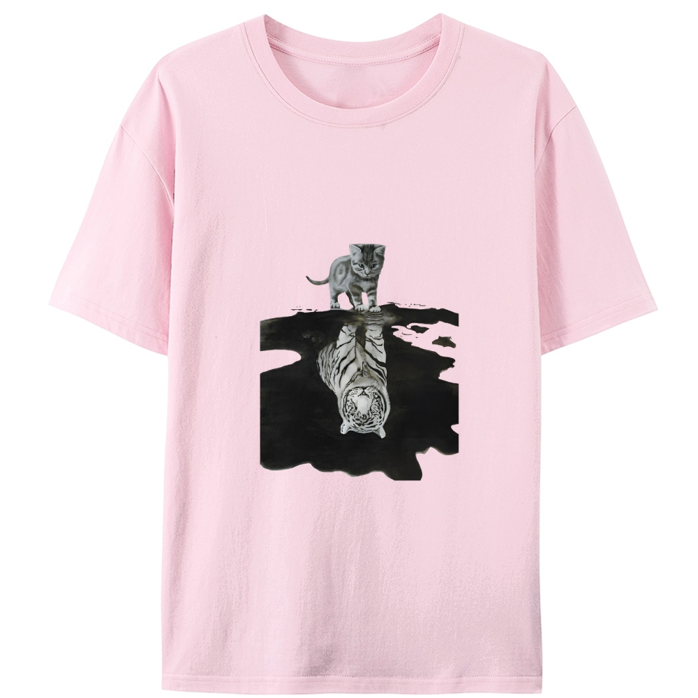 Tiger Shadow Kitten Retro Designed for Women - Slim Fit Cotton Tee