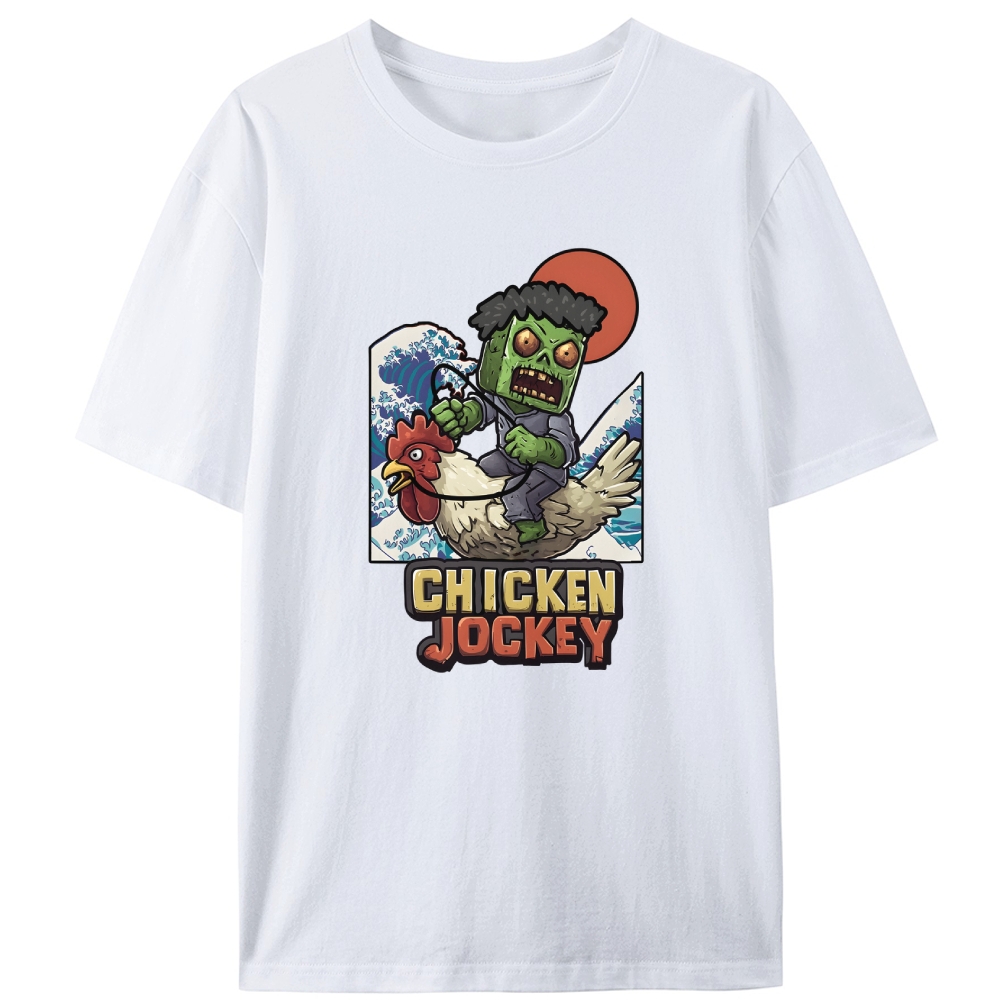 Chicken Jockey Ukiyo-e Retro Designed for Women - Slim Fit Cotton Tee