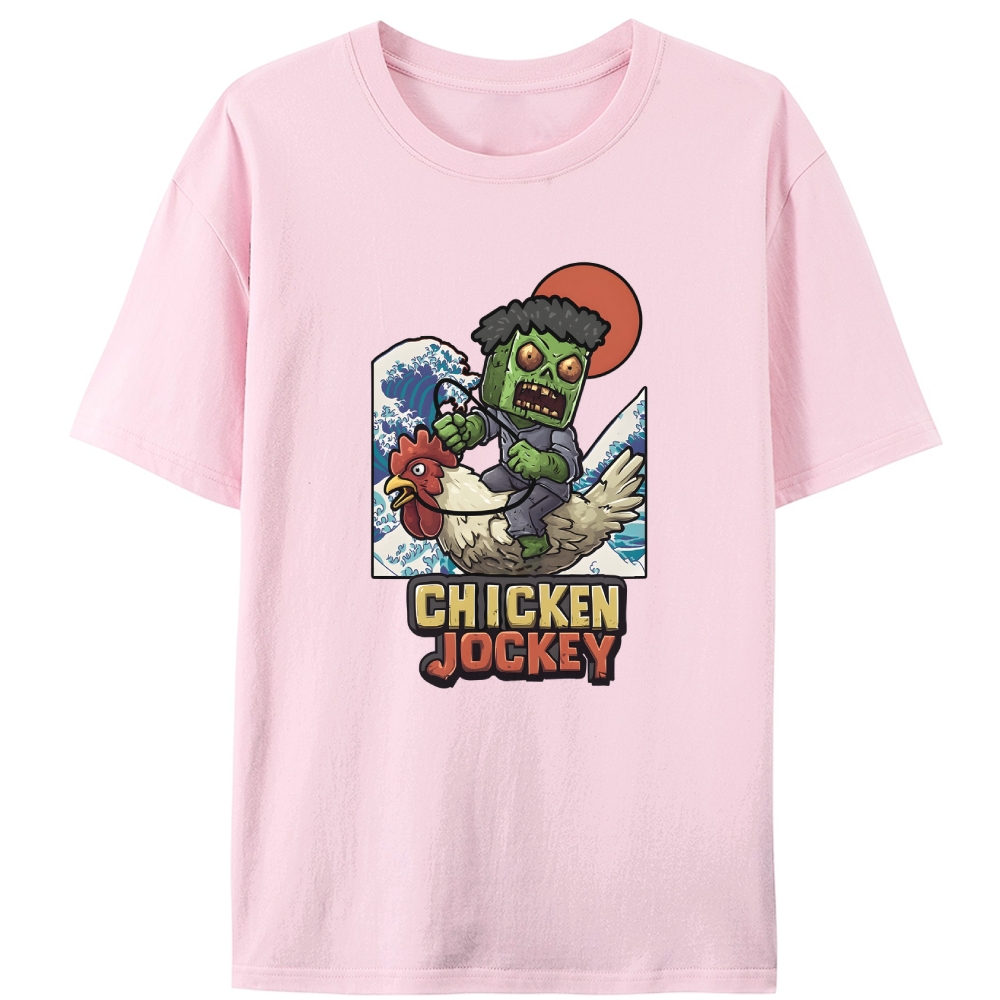 Chicken Jockey Ukiyo-e Retro Designed for Women - Slim Fit Cotton Tee