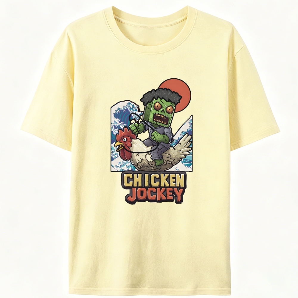 Chicken Jockey Ukiyo-e Retro Designed for Women - Slim Fit Cotton Tee