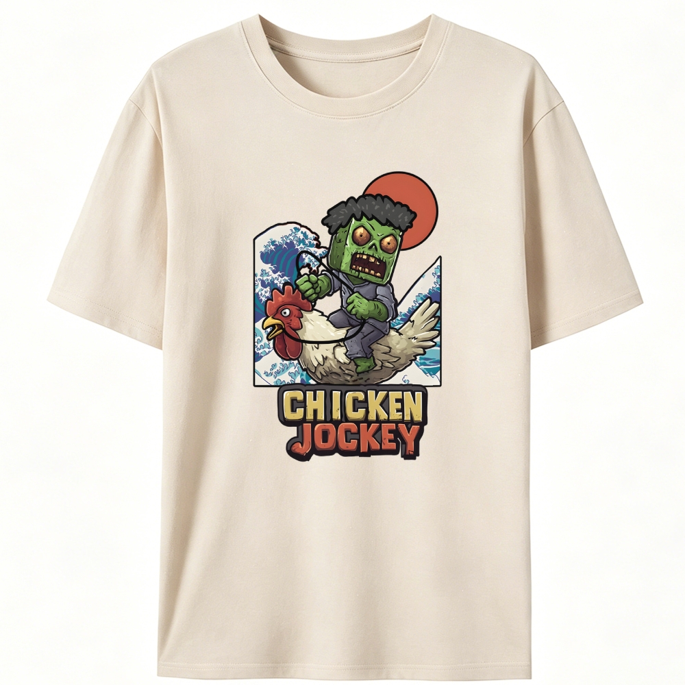 Chicken Jockey Ukiyo-e Retro Designed for Women - Slim Fit Cotton Tee