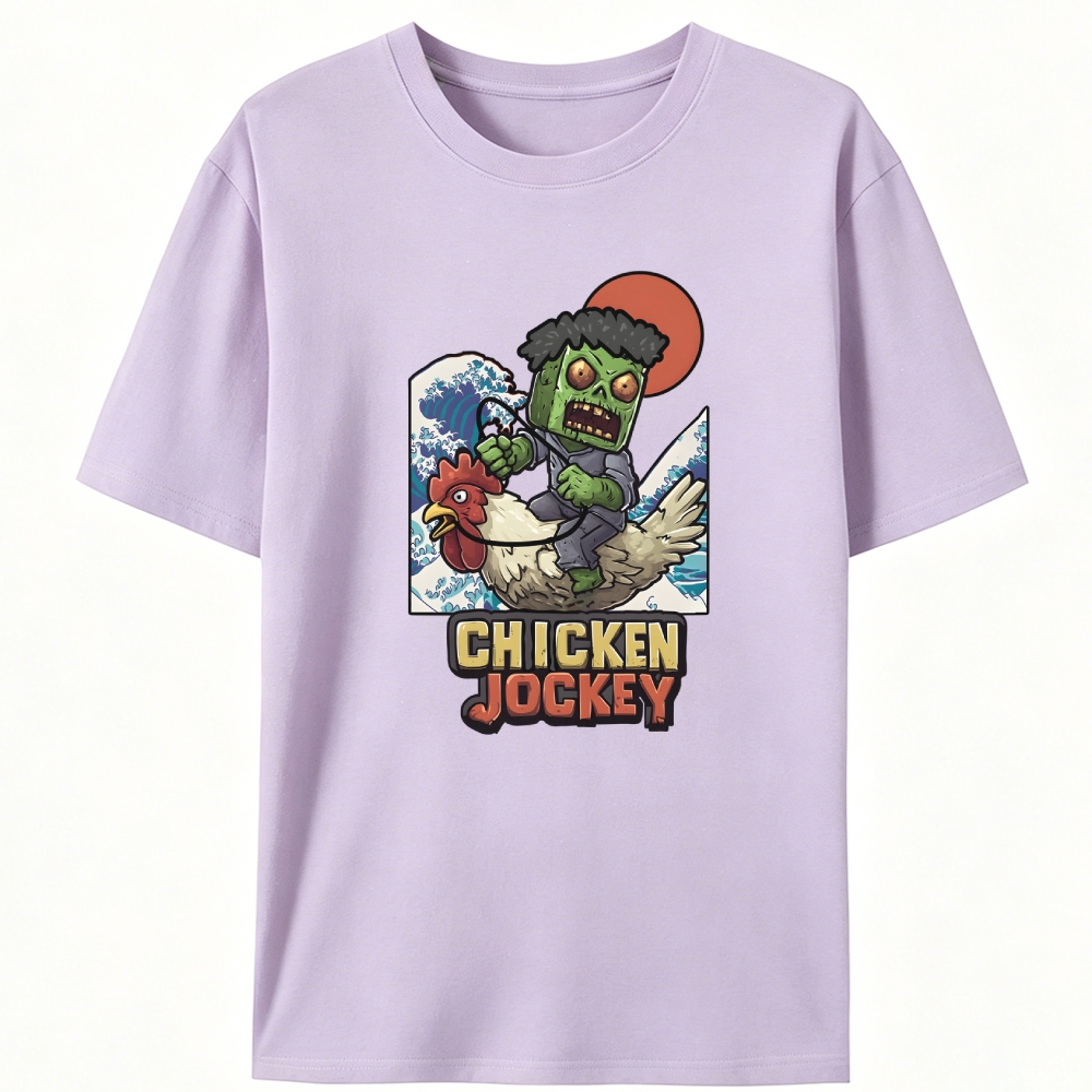 Chicken Jockey Ukiyo-e Retro Designed for Women - Slim Fit Cotton Tee