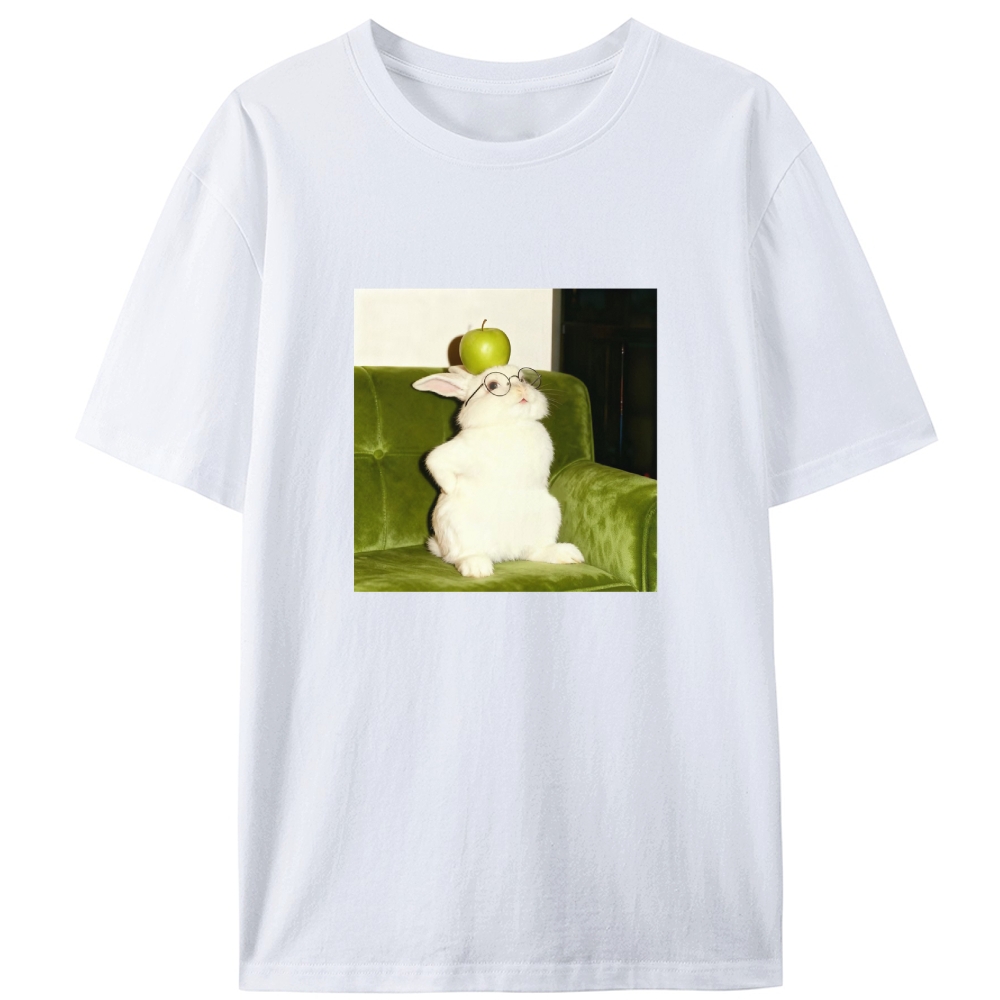 Rabbit With Apple On Head Retro Designed for Women - Slim Fit Cotton Tee