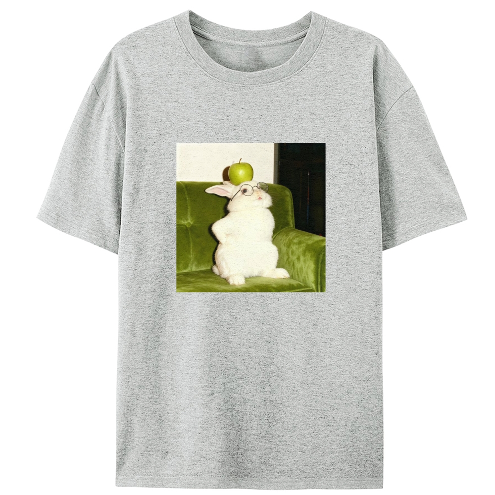 Rabbit With Apple On Head Retro Designed for Women - Slim Fit Cotton Tee