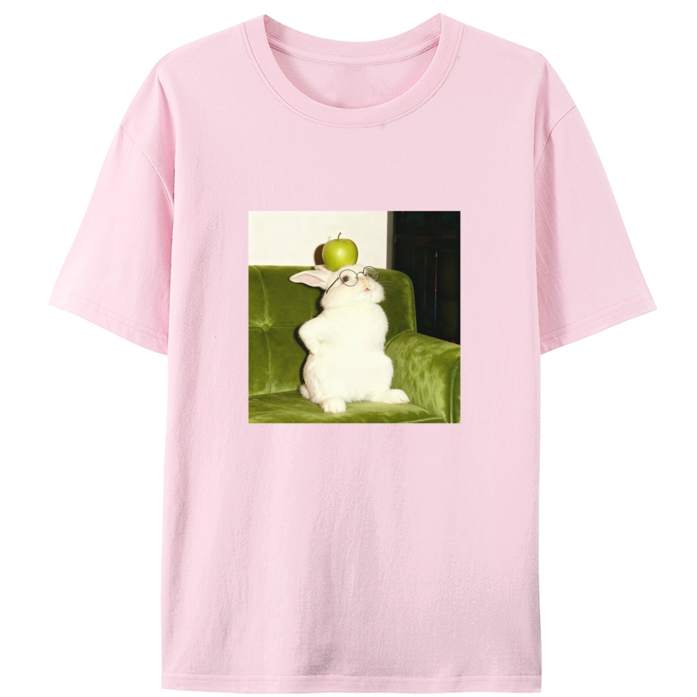 Rabbit With Apple On Head Retro Designed for Women - Slim Fit Cotton Tee