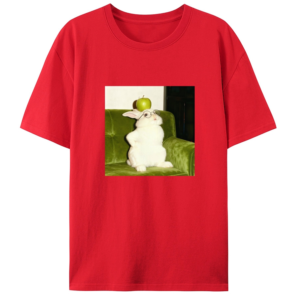 Rabbit With Apple On Head Retro Designed for Women - Slim Fit Cotton Tee