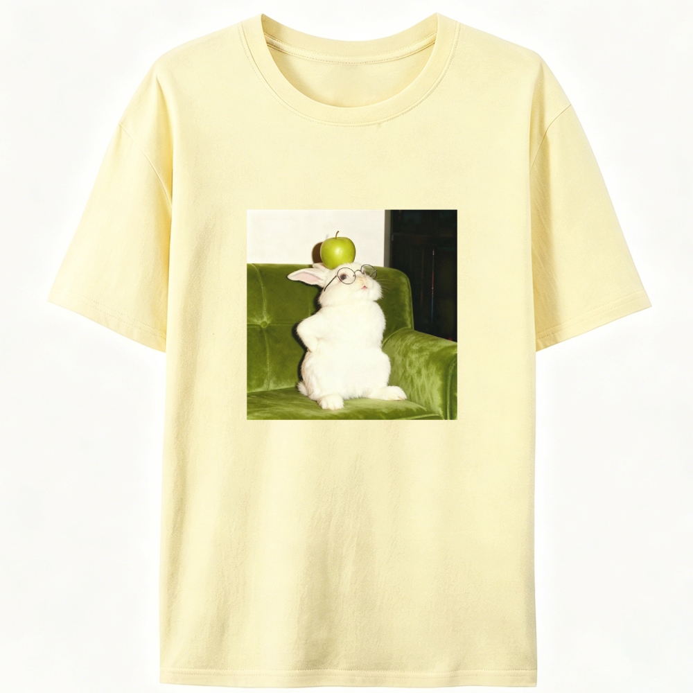 Rabbit With Apple On Head Retro Designed for Women - Slim Fit Cotton Tee
