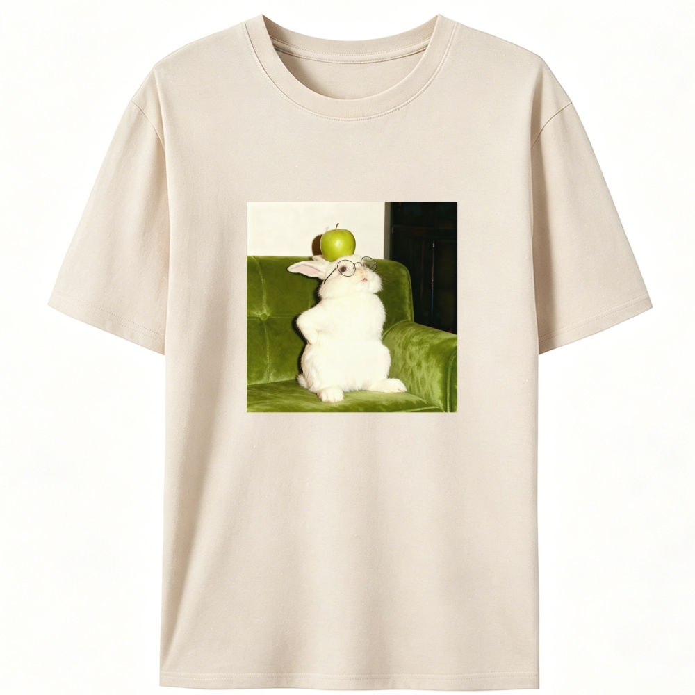 Rabbit With Apple On Head Retro Designed for Women - Slim Fit Cotton Tee