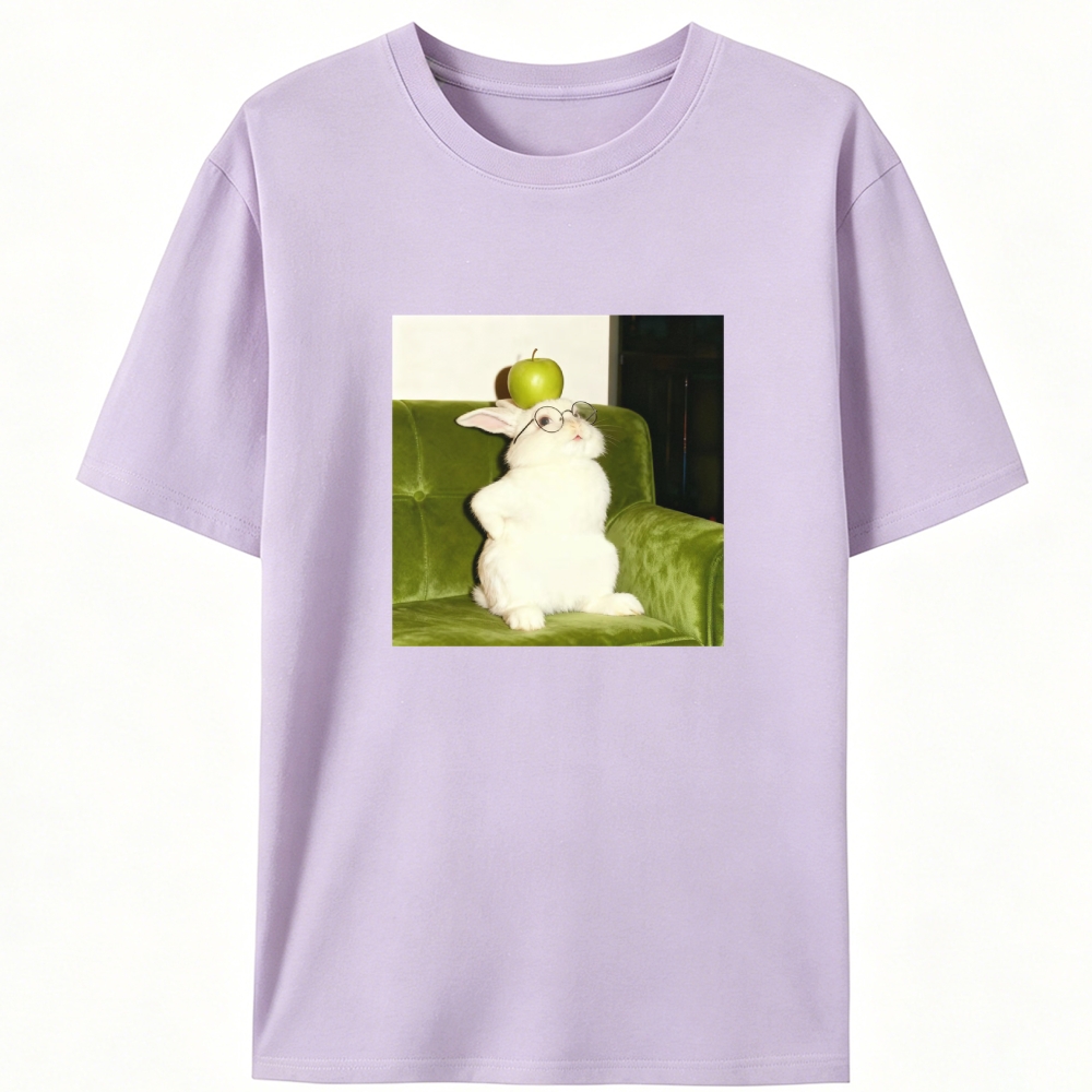 Rabbit With Apple On Head Retro Designed for Women - Slim Fit Cotton Tee