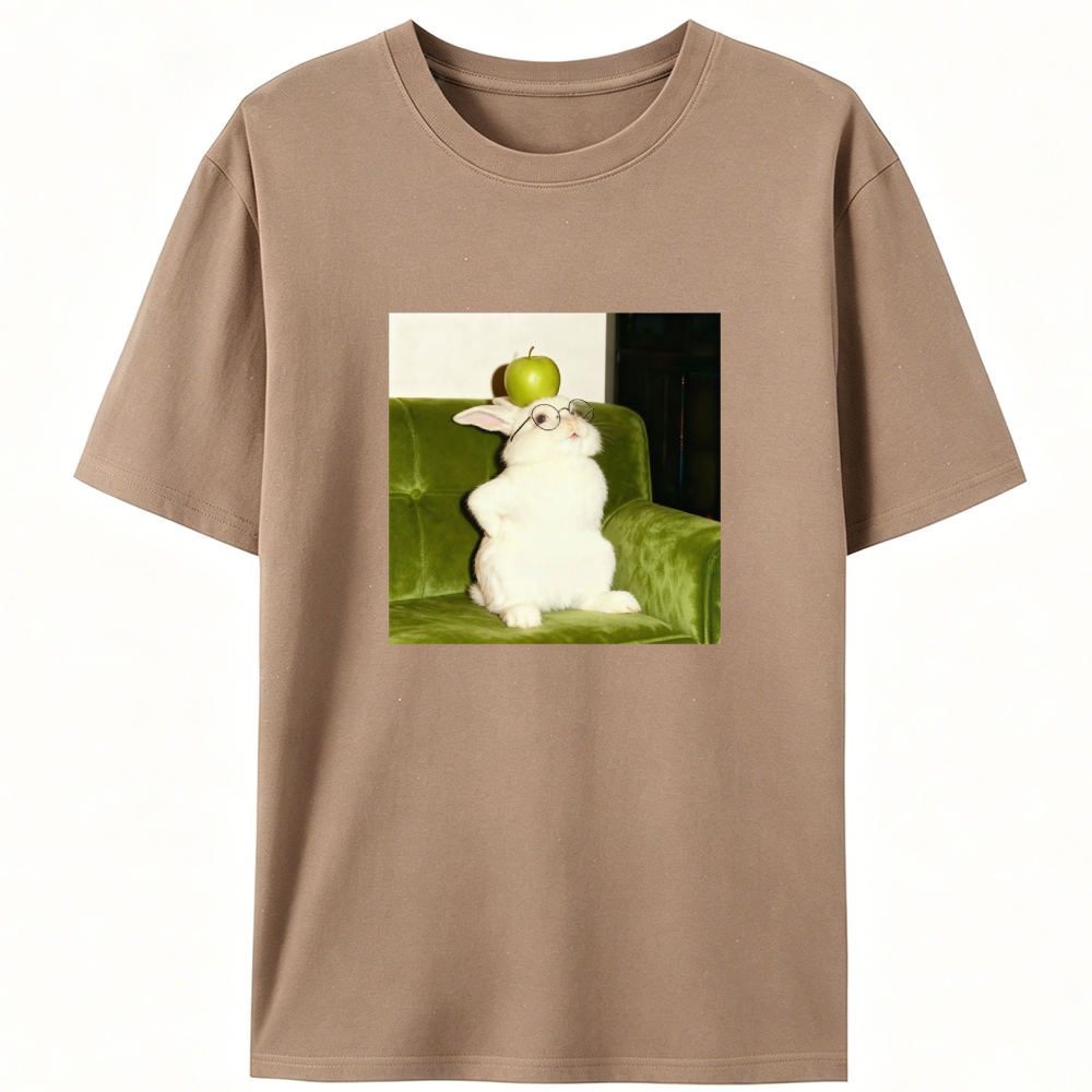 Rabbit With Apple On Head Retro Designed for Women - Slim Fit Cotton Tee