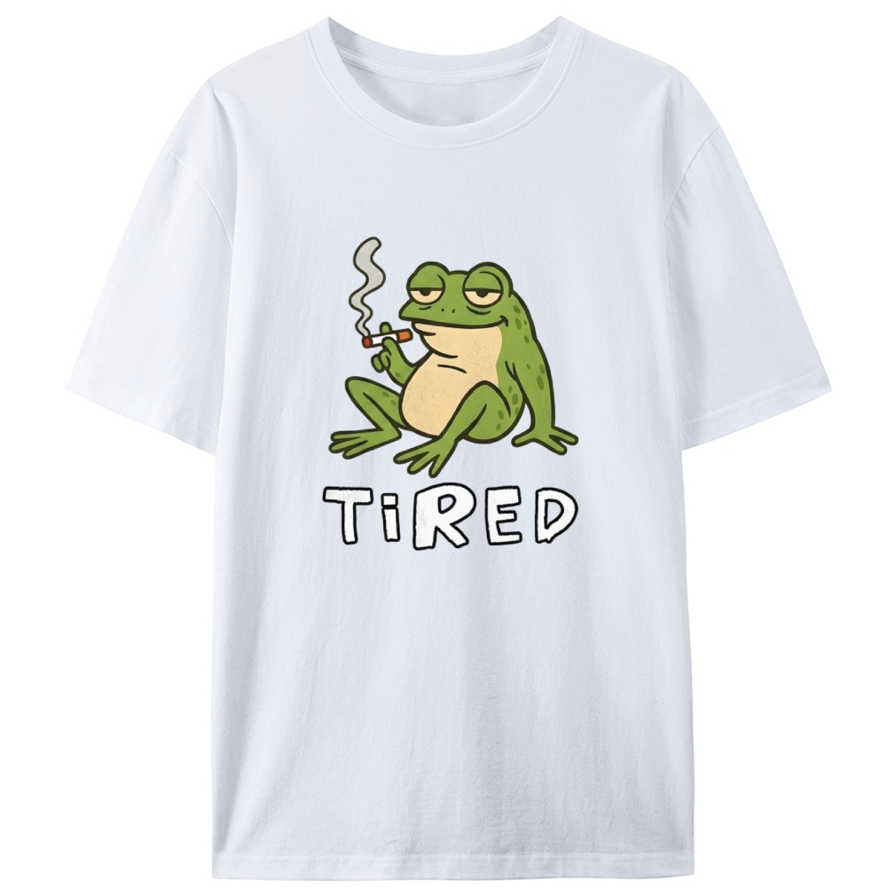 "Tired" Smoking Frog Designed for Women - Slim Fit Cotton Tee