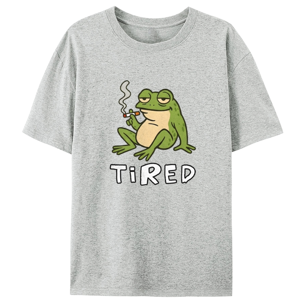 "Tired" Smoking Frog Designed for Women - Slim Fit Cotton Tee