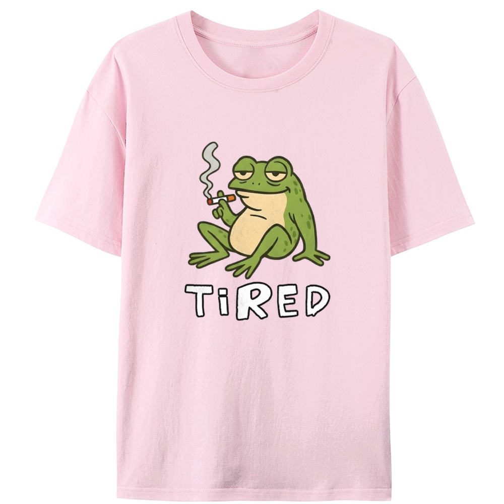 "Tired" Smoking Frog Designed for Women - Slim Fit Cotton Tee
