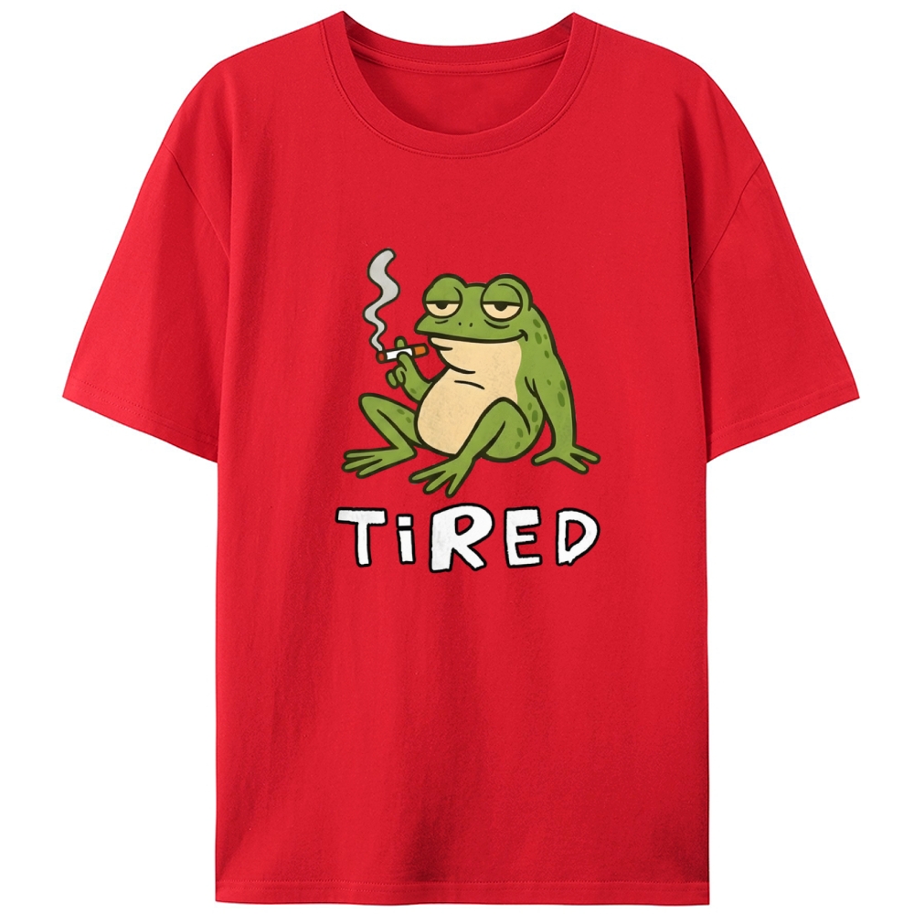 "Tired" Smoking Frog Designed for Women - Slim Fit Cotton Tee