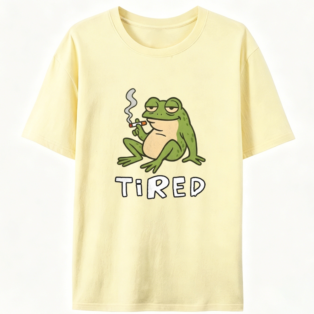 "Tired" Smoking Frog Designed for Women - Slim Fit Cotton Tee