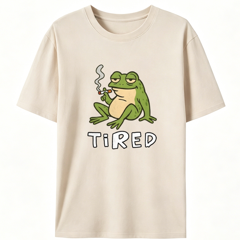 "Tired" Smoking Frog Designed for Women - Slim Fit Cotton Tee