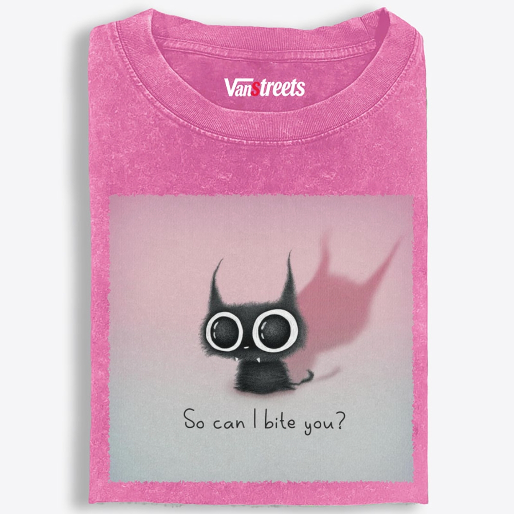 Cute But Fierce Demon Cat Retro Washed T-Shirt | 100% Cotton | Streetwear Essential