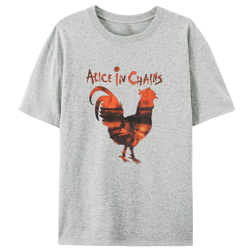 Alice in Chains Rooster Logo Retro Designed for Women - Slim Fit Cotton Tee