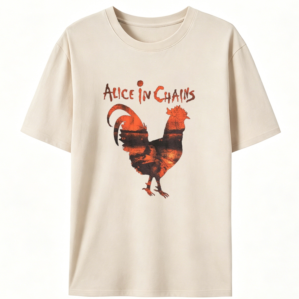 Alice in Chains Rooster Logo Retro Designed for Women - Slim Fit Cotton Tee