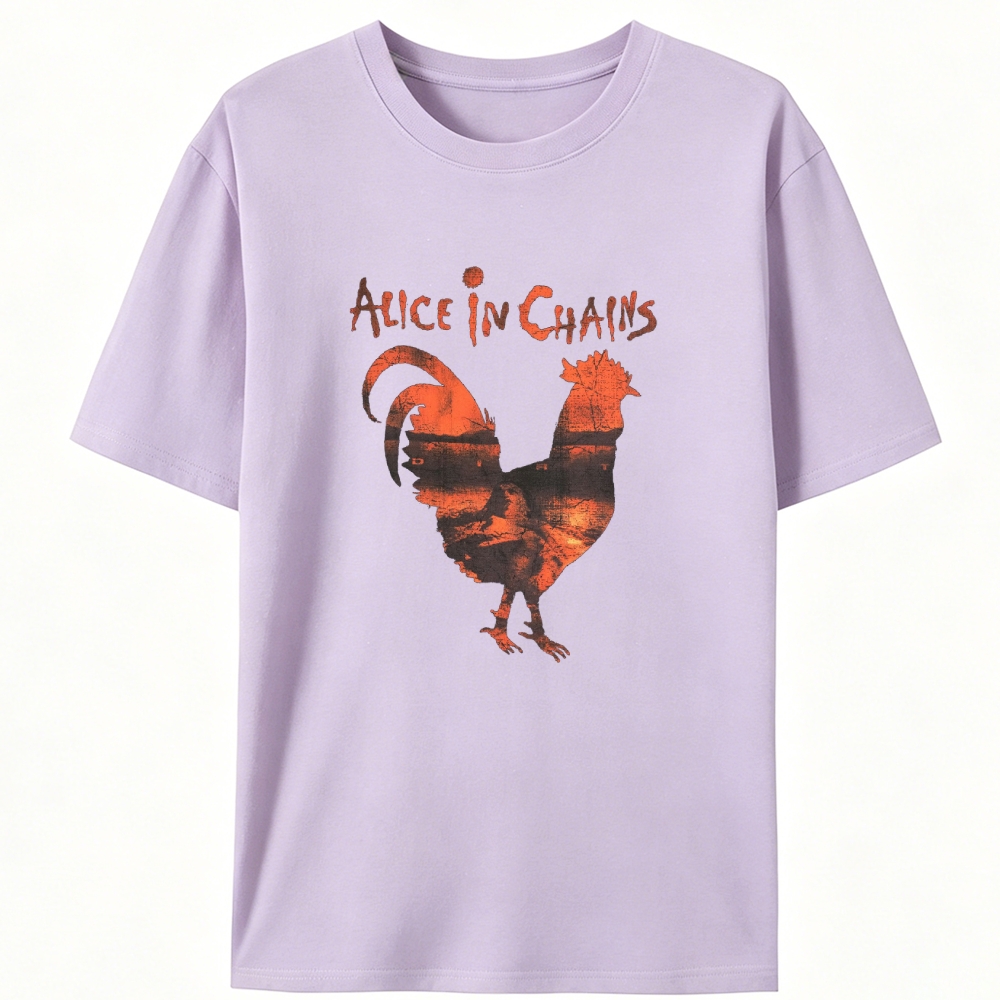 Alice in Chains Rooster Logo Retro Designed for Women - Slim Fit Cotton Tee