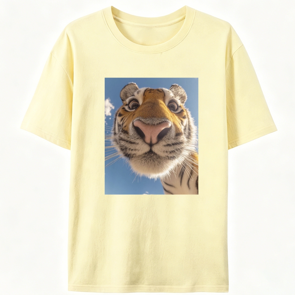 Cute Tiger Close Up Selfie Surprised Meme Retro Designed for Women - Slim Fit Cotton Tee