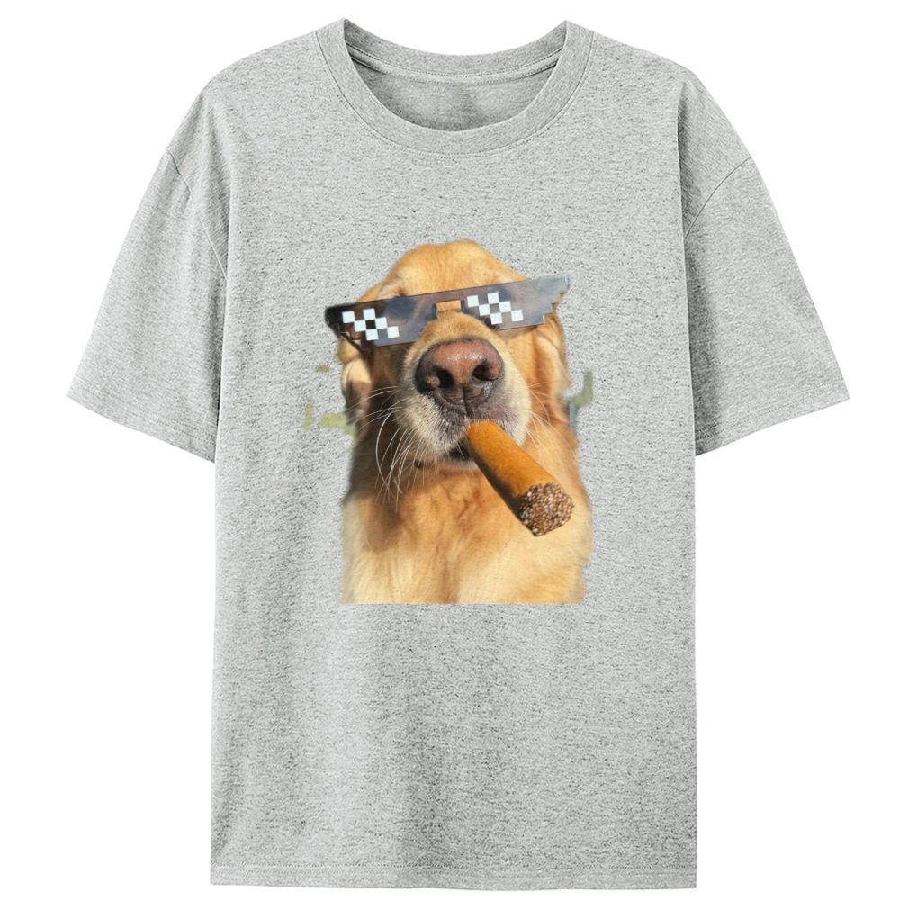 Pixel Sunglasses Golden Retriever Cigar Retro Designed for Women - Slim Fit Cotton Tee