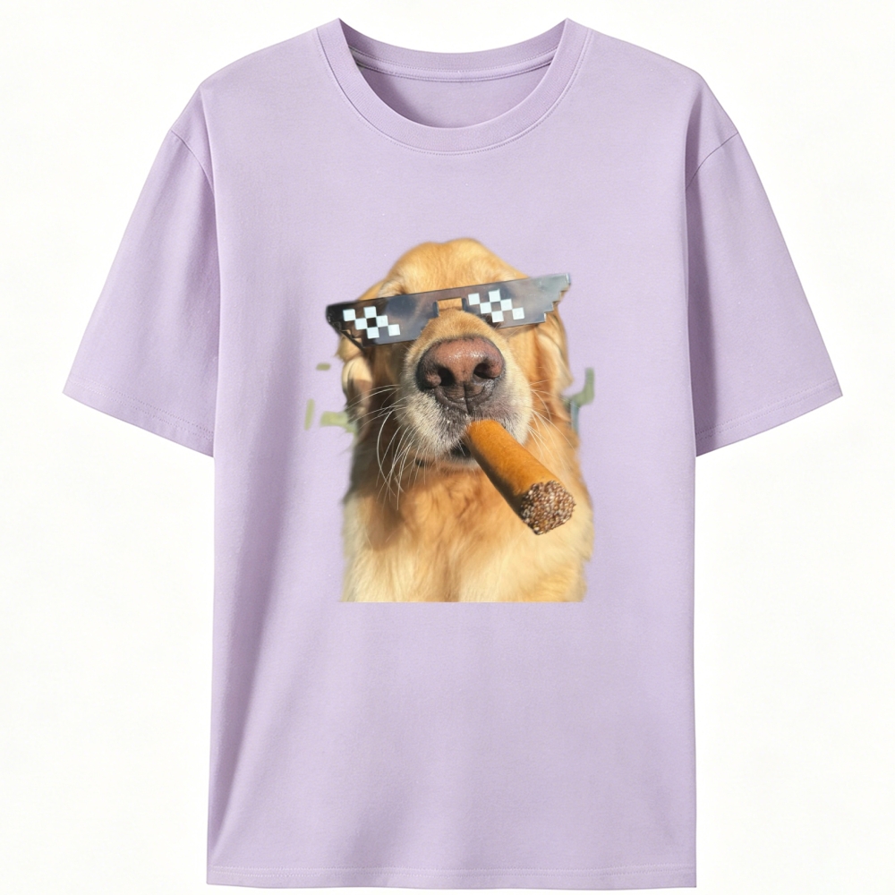 Pixel Sunglasses Golden Retriever Cigar Retro Designed for Women - Slim Fit Cotton Tee