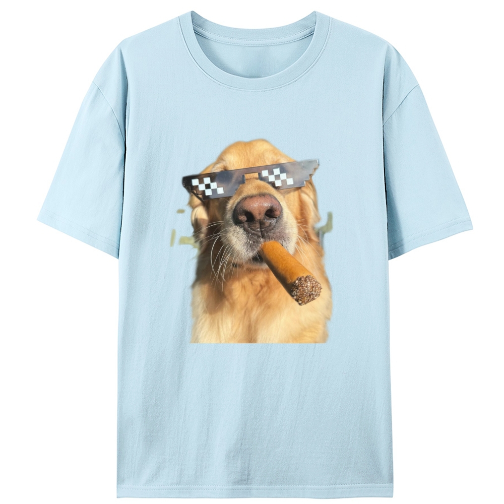 Pixel Sunglasses Golden Retriever Cigar Retro Designed for Women - Slim Fit Cotton Tee