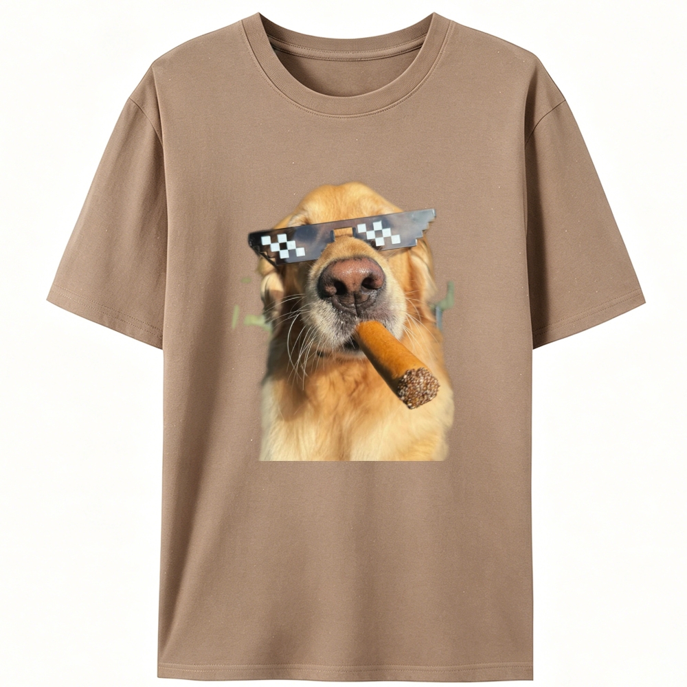 Pixel Sunglasses Golden Retriever Cigar Retro Designed for Women - Slim Fit Cotton Tee