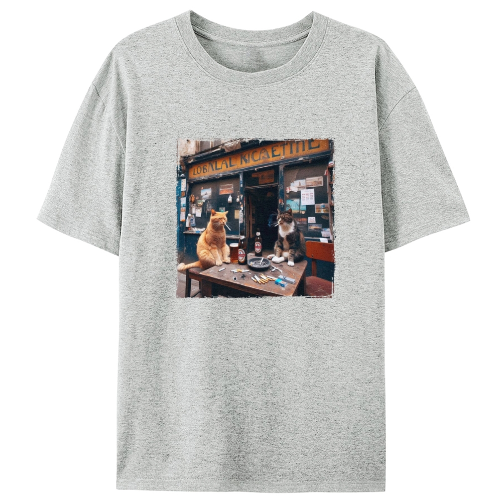 Bar Cats Smoking & Drinking Vintage Designed for Women - Slim Fit Cotton Tee
