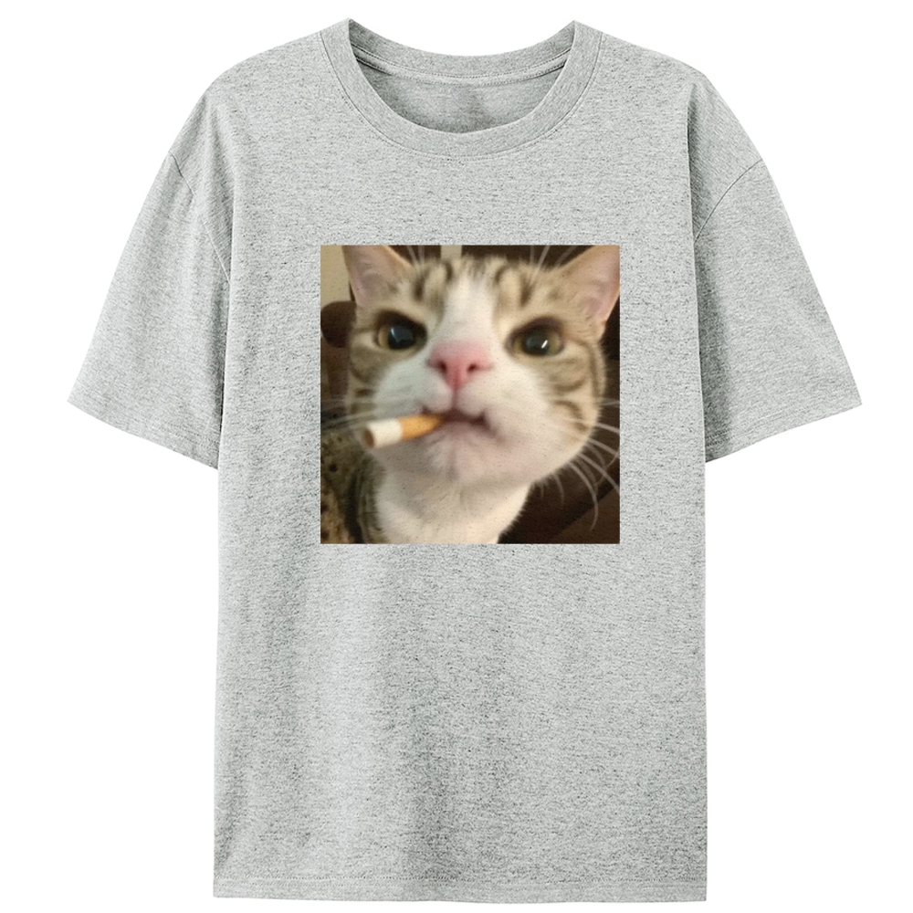 Cigarette Cat Meme Retro Designed for Women - Slim Fit Cotton Tee