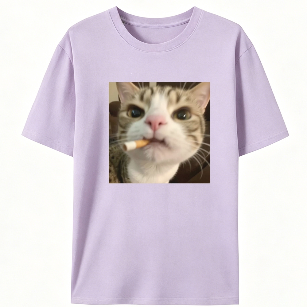 Cigarette Cat Meme Retro Designed for Women - Slim Fit Cotton Tee