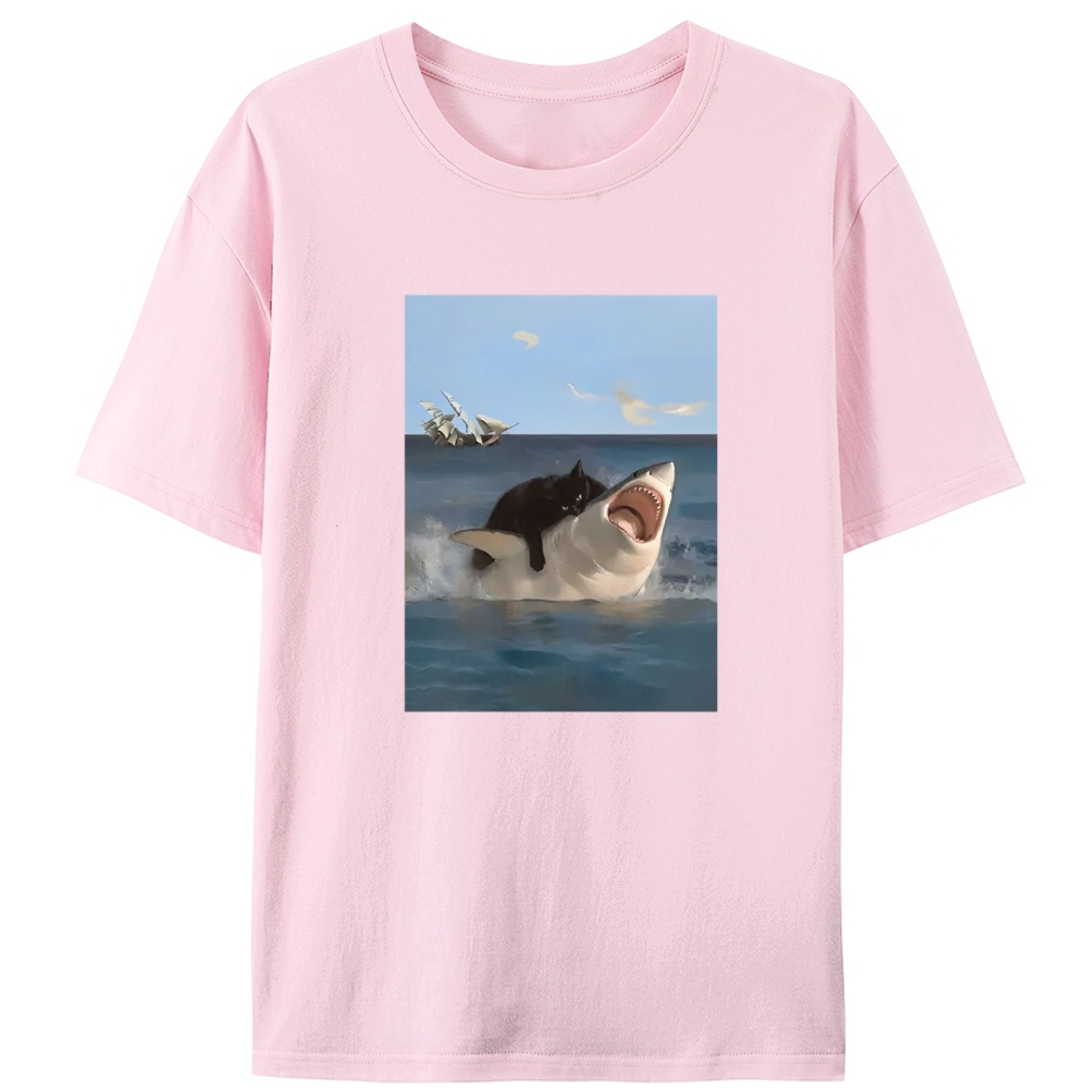 Shark Attack Retro Designed for Women - Slim Fit Cotton Tee