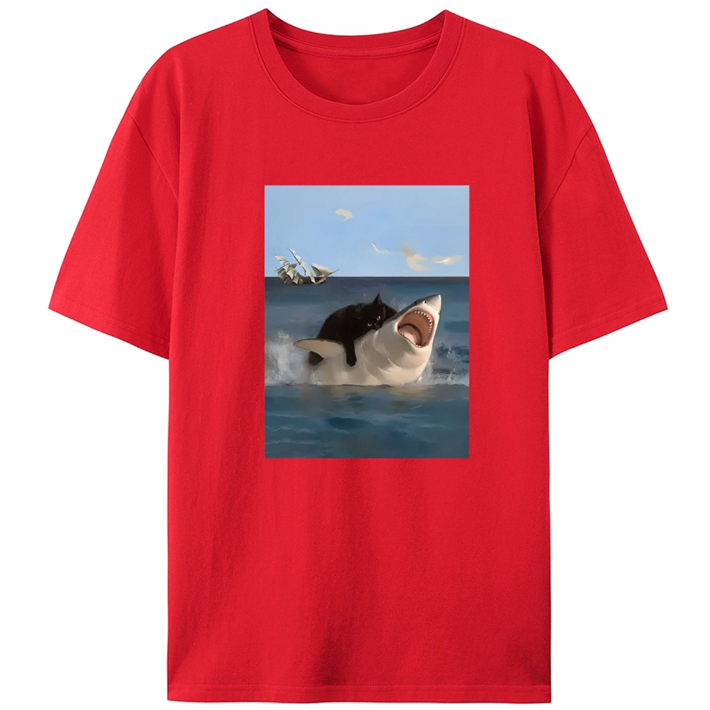 Shark Attack Retro Designed for Women - Slim Fit Cotton Tee