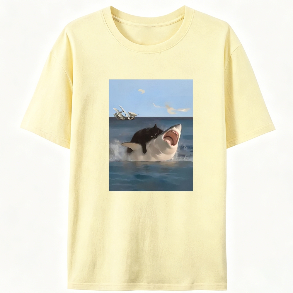 Shark Attack Retro Designed for Women - Slim Fit Cotton Tee