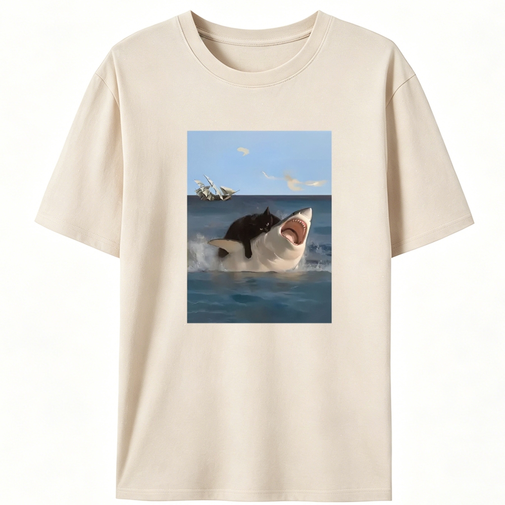 Shark Attack Retro Designed for Women - Slim Fit Cotton Tee