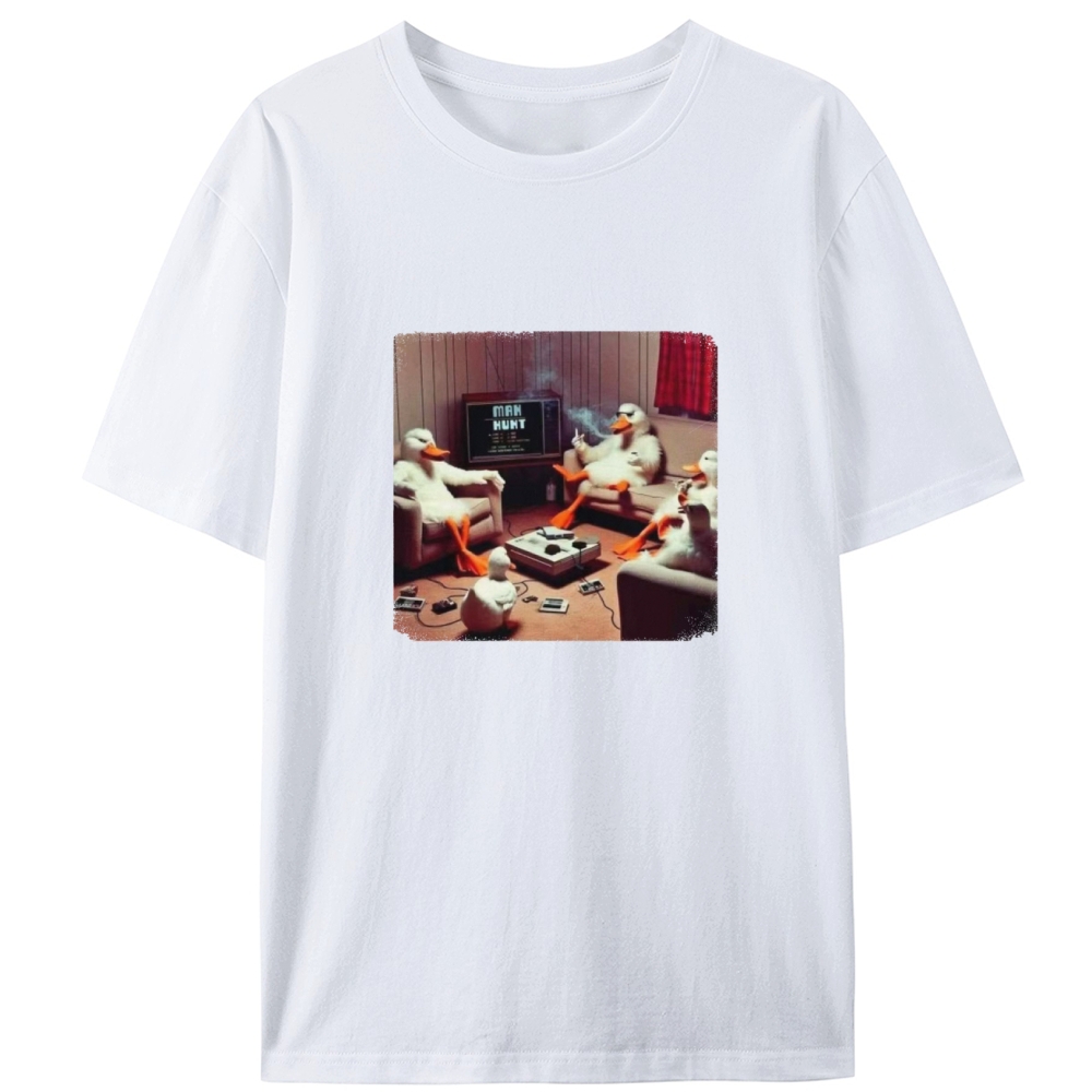 "Manhunt" Retro Gaming Ducks Designed for Women - Slim Fit Cotton Tee