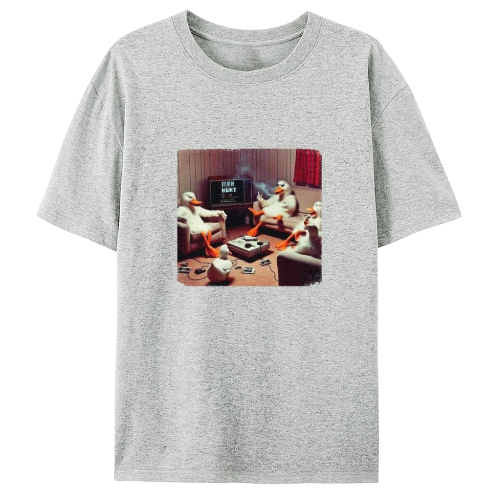 "Manhunt" Retro Gaming Ducks Designed for Women - Slim Fit Cotton Tee