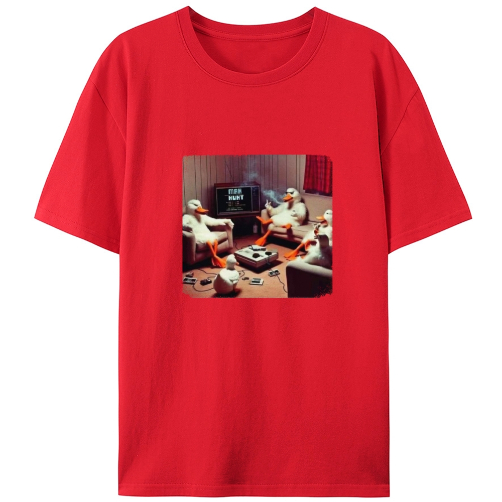 "Manhunt" Retro Gaming Ducks Designed for Women - Slim Fit Cotton Tee