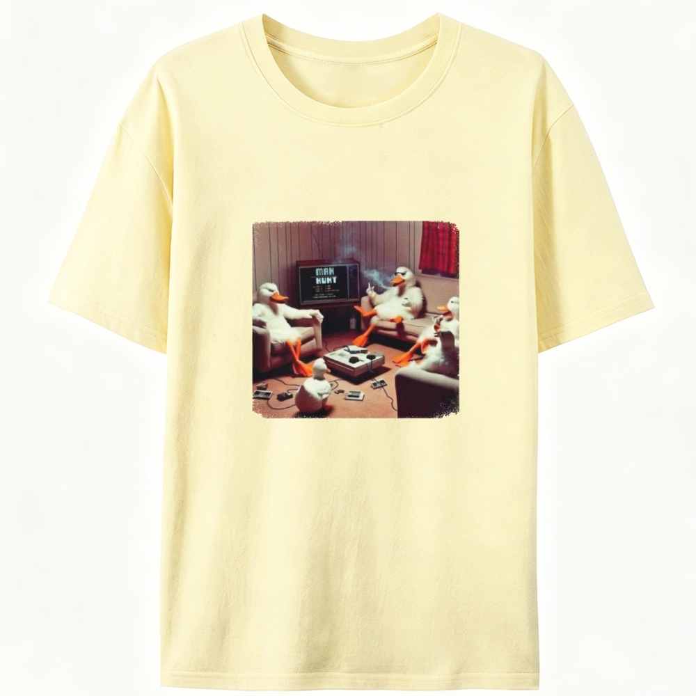 "Manhunt" Retro Gaming Ducks Designed for Women - Slim Fit Cotton Tee